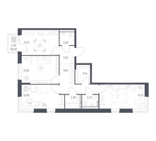 Планировка трехкомнатной(квартира) площадью 78.91 квадратных метров в “ЖК Богдановский Лес”