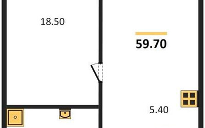 Планировка двухкомнатной(квартира) площадью 59.7 квадратных метров в ЖК “ЖК High Life (Хай Лайф)”