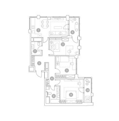 Планировка 4+ комнатной(квартира) площадью 99.6 квадратных метров в ЖК “ЖК ВЭРИ на Миклухо-Маклая”