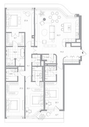 Планировка 4+ комнатной(квартира) площадью 227.3 квадратных метров в ЖК “Клубный дом PHANTOM (Фантом)”