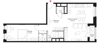 Планировка трехкомнатной(квартира) площадью 70.34 квадратных метров в “ЖК Время”