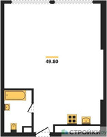Планировка однокомнатной(квартира) площадью 49.2 квадратных метров в “ЖК River Park Кутузовский (Ривер Парк Тауэрс)”