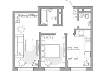 Планировка двухкомнатной(квартира) площадью 54.28 квадратных метров в ЖК “ЖК Живописный”