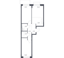 Планировка двухкомнатной(квартира) площадью 58.91 квадратных метров в “ЖК Новое Внуково”