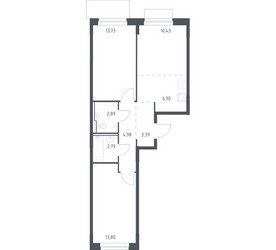 Планировка двухкомнатной(квартира) площадью 58.91 квадратных метров в ЖК “ЖК Новое Внуково”