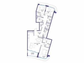 Планировка трехкомнатной(квартира) площадью 128.22 квадратных метров в ЖК “ЖК Остров”