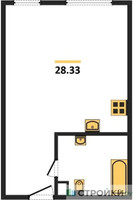 Планировка студии(квартира) площадью 28.8 квадратных метров в “ЖК Зорге 9”