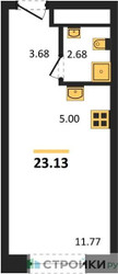 Планировка студии(квартира) площадью 23.13 квадратных метров в ЖК “ЖК Городские Истории”