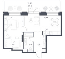 Планировка однокомнатной(квартира) площадью 55.36 квадратных метров в “ЖК Верейская 41”