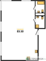 Планировка двухкомнатной(квартира) площадью 83.5 квадратных метров в “ЖК Фестиваль парк-2”