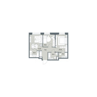 Планировка трехкомнатной(квартира) площадью 56.4 квадратных метров в “ЖК Станиславский”