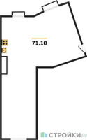 Планировка двухкомнатной(квартира) площадью 71.1 квадратных метров в “ЖК Римский”