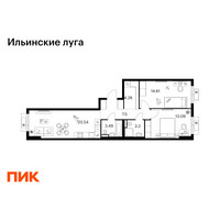 Планировка двухкомнатной(квартира) площадью 66.69 квадратных метров в “ЖК Ильинские луга”