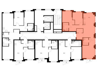 Планировка трехкомнатной(квартира) площадью 79.3 квадратных метров в ЖК “ЖК Онежский вал”