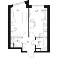 Планировка однокомнатной(квартира) площадью 40.9 квадратных метров в “ЖК Нексус от Аквилон”