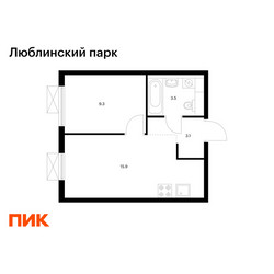 Планировка однокомнатной(квартира) площадью 31.8 квадратных метров в ЖК “ЖК Люблинский парк”