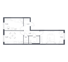 Планировка двухкомнатной(квартира) площадью 60.02 квадратных метров в “ЖК Горки Парк”