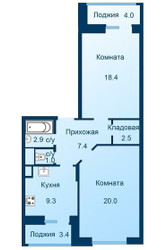 Планировка двухкомнатной(квартира) площадью 65.2 квадратных метров в ЖК “ЖК Эдельвейс (Первомайское)”