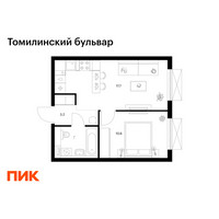 Планировка однокомнатной(квартира) площадью 35.2 квадратных метров в “ЖК Томилинский бульвар”