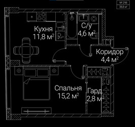 Планировка однокомнатной(квартира) площадью 38.8 квадратных метров в ЖК “ЖК СЕЗАР БУДУЩЕЕ”