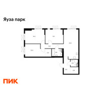 Планировка трехкомнатной(квартира) площадью 84.1 квадратных метров в “ЖК Яуза Парк (Мытищи)”