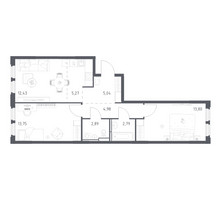 Планировка двухкомнатной(квартира) площадью 60.95 квадратных метров в “ЖК Космический Квартал”