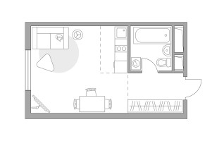 Планировка студии(квартира) площадью 22.99 квадратных метров в “ЖК Аникеевский”