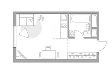 Планировка студии(квартира) площадью 22.99 квадратных метров в ЖК “ЖК Аникеевский”