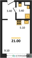 Планировка студии(квартира) площадью 21 квадратных метров в “Жилые кварталы Белый Град”