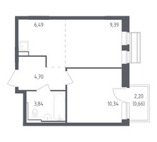 Планировка однокомнатной(квартира) площадью 35.42 квадратных метров в “ЖК Рублевский Квартал”