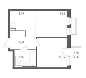 Планировка однокомнатной(квартира) площадью 35.42 квадратных метров в ЖК “ЖК Рублевский Квартал”