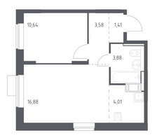 Планировка однокомнатной(квартира) площадью 40.4 квадратных метров в “ЖК Пятницкие луга”