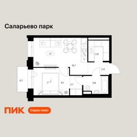 Планировка однокомнатной(квартира) площадью 37.7 квадратных метров в “ЖК Саларьево парк”