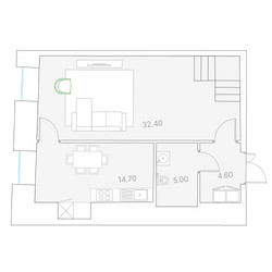 Планировка трехкомнатной(квартира) площадью 134.1 квадратных метров в ЖК “ЖК Клубный дом Duo (Дуо)”