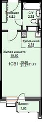 Планировка студии(квартира) площадью 32.4 квадратных метров в ЖК “ЖК Соболевка”