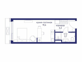 Планировка студии(квартира) площадью 28.62 квадратных метров в ЖК “ЖК Остров”