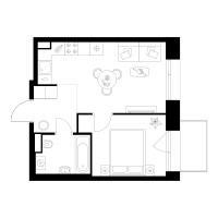 Планировка однокомнатной(квартира) площадью 33.1 квадратных метров в “ЖК Онежский вал”