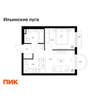 Планировка однокомнатной(квартира) площадью 32.8 квадратных метров в “ЖК Ильинские луга”