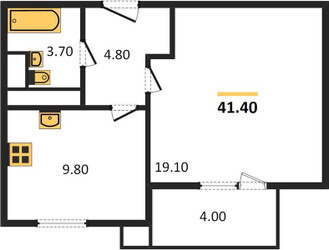Планировка однокомнатной(квартира) площадью 38.5 квадратных метров в ЖК “ЖК Парк Легенд 2”