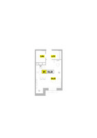 Планировка студии(квартира) площадью 33.32 квадратных метров в “ЖК Радость (Радумля Парк)”