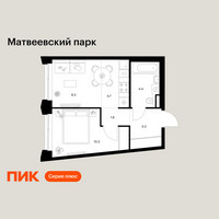 Планировка однокомнатной(квартира) площадью 33.6 квадратных метров в “ЖК Матвеевский парк”
