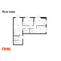 Планировка трехкомнатной(квартира) площадью 80.3 квадратных метров в “ЖК Яуза Парк (Мытищи)”