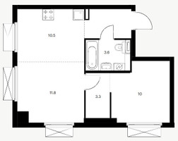 Планировка однокомнатной(квартира) площадью 42.3 квадратных метров в “ЖК Кольская 8”