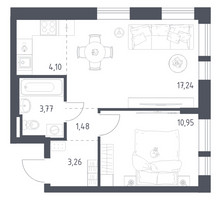 Планировка однокомнатной(квартира) площадью 40.8 квадратных метров в “ЖК Квартал Авиаторов”