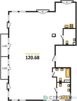 Планировка 4+ комнатной(квартира) площадью 120.68 квадратных метров в “ЖК Дом Достижение”