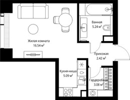 Планировка студии(квартира) площадью 32.37 квадратных метров в “ЖК Веер”