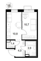 Планировка однокомнатной(квартира) площадью 30.8 квадратных метров в “ЖК 1-й Саларьевский (Первый Саларьевский)”