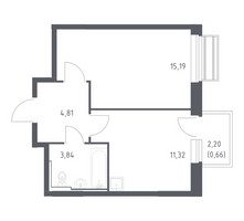 Планировка однокомнатной(квартира) площадью 35.82 квадратных метров в “ЖК Рублевский Квартал”