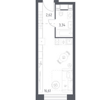 Планировка студии(апартаменты) площадью 22.57 квадратных метров в “ЖК Пятницкое 58 (Перец)”