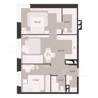 Планировка двухкомнатной(квартира) площадью 63.9 квадратных метров в “ЖК Гранд Комфорт”